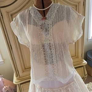 STUNNING, ANTIQUE EDWARDIAN TROUSSEAU LACE BLOUSE IN EXCELLENT CONDITION!